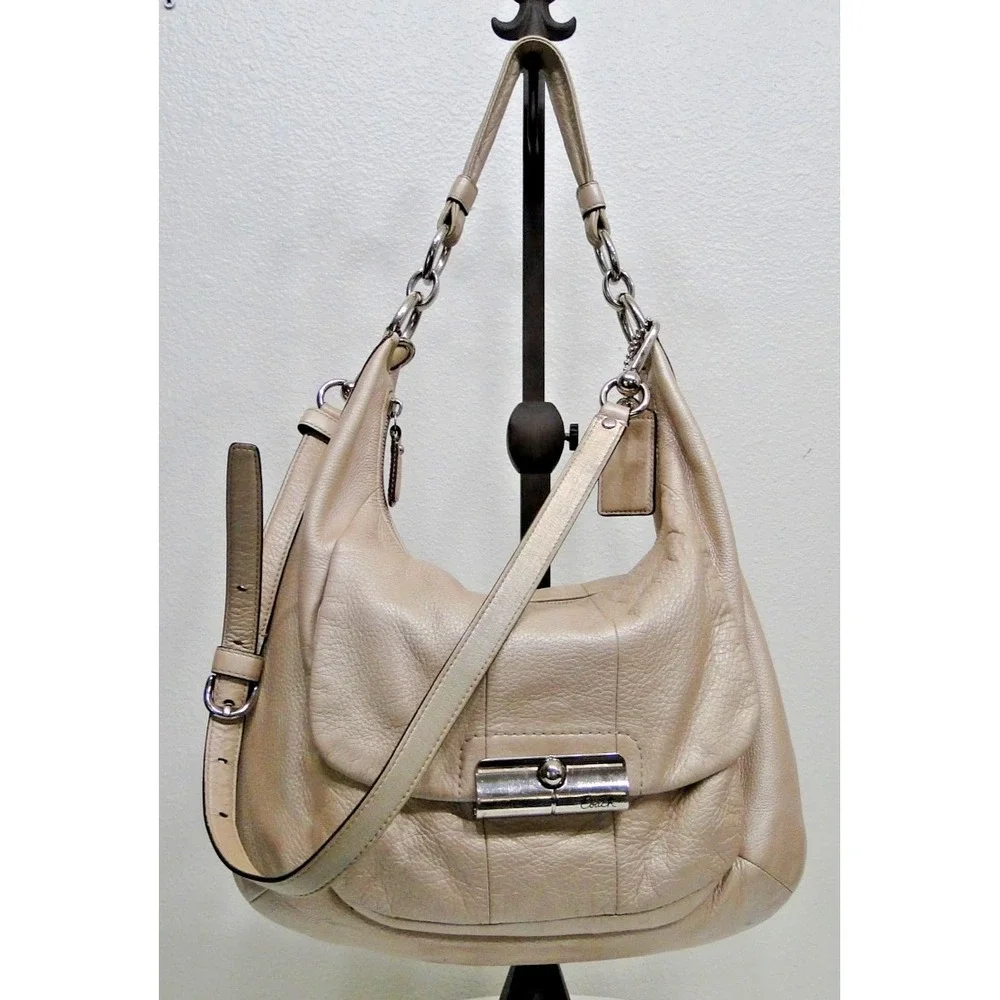 Vintage Coach Kristin‎ Champagne/Pearl Leather Hobo Shoulder bag Purse